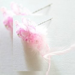Light Pink Rose Feather Hairpin