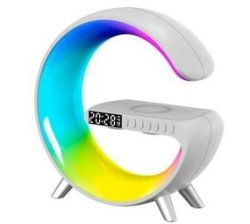 9 In 1 G Shape Wireless Fast Charger Atmosphere Light Bluetooth Stereo Speakers And Alarm Clock