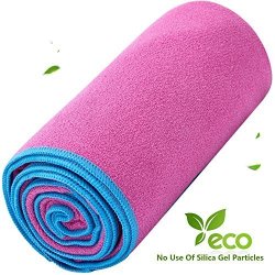 Dubeebaby Microfiber Hot Yoga Towel Non Slip Absorbent For Yoga Mat 24X72 Inch Rose Red