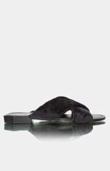Ladies' Criss Cross Slide Sandals - Black - Black UK 6