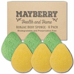 Konjac Facial Sponge 6 Pack Individually Wrapped Turmeric Yellow And Green Tea Green Konjac Drop Shape Sponges Offer A Gentle Cleansing Experience For Softer Skin