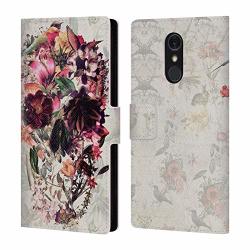 Official Ali Gulec Skull Light Isolated Floral Leather Book Wallet Case Cover Compatible For LG Q Stylus q Stylo 4