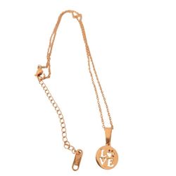 Women Rose Gold Plated Stainless Steel Love Animal Paw Print Necklace