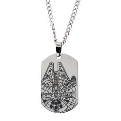 Star Wars Jewelry Episode 7 Millennium Falcon Laser Etched Dog Tag Pendant Necklace 22