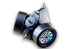 Men's Tryptix LED Spiked Cyber Goth Respirator Gas Mask One Size Rgb W dust Filter