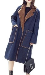 Fashion Uuyuk-women Thicken Lambs Wool Denim Jacket Hooded Loose Coat Cowboyblue Us 3XL