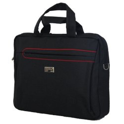 Fino SK-9023 Polyester 13" Laptop Messenger Bag - Black red Piping
