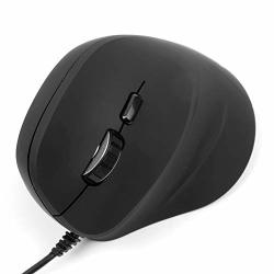 Duragadget Wired Left-handed Ergonomic Vertical USB Mouse Black With Browser Buttons - Compatible With The Msi GP72VRX Leopard Pro Gaming Laptop