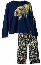 Komar Kids Boys' Big Dinosaur Pajama Set Navy Extra Large