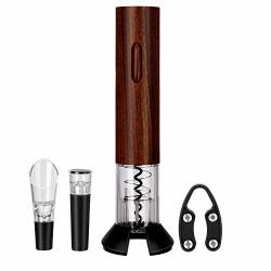 Electric Wine Opener Set Electric Corkscrew Bottle Opener With Foil Cutter Wine Pourer And Stopper Wood Grain Color K