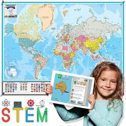 Interactive Laminated World Map For Kids Geography And Nations Included Augmented Reality Education App Stem Toy Learning For Boys And Girls Aged 5 6 7 8 9 10 11 12