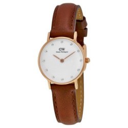 Daniel Wellington St Mawes White Dial Brown Leather Ladies Watch