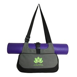 Asutra Compact Yoga Mat Bag With Organic Yoga Mat Cleaner - Dark Gray