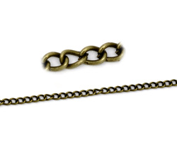 Chain - Antique Bronze - Link Opened - Curb - 4x3mm - Sold Per Pack Of 1 Meter
