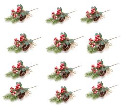 Artificial Pine Cone Branches Christmas Decorations 12PIECES