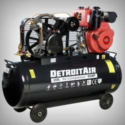 Air Compressor Petrol Driven Detroit Cast Iron 9HP 6.6KW 12.5BAR