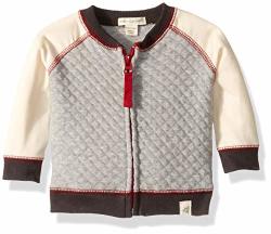 Burt's Bees Baby Boys Jacket Hooded Coat 100% Organic Cotton Heather Grey Quilted Zip 3-6 Months
