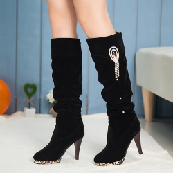 Casual Black Print Pu Boots - R60 Door Delivery