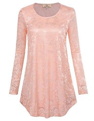 Grace Karin Women's Long Sleeve Empire Line Tunic Top With Lining L Pink