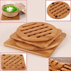 Bamboo Trivets Heavy Duty Soup Grilled Hot Pot Holder Pad Expandable Kitchen Teapot Trivet Pack Of 4 Square And Round Non-slip