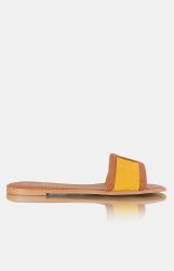 Ladies Slip On Flat Sandals - Mustard - Mustard UK 7