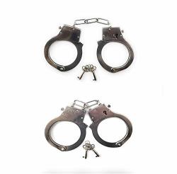 Jasincess Toy Metal Handcuffs With Keys Police Costume Prop Accessories Party Supplies 2 Pack