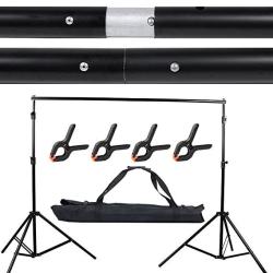 Hakutatz Photo Video Studio 10FT 2X3M Adjustable Background Stand Backdrop Support System Kit With Carrying Bag And 4 Background Clamps Photo Photography Video Studio Backdrop