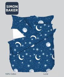 Simon Baker Lunar Cotton Printed Duvet Cover Set Various Size - Blue Three Quarter 150CM X 200CM +1 Pillowcase 45CM X 70CM