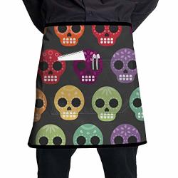 Hfvbge Apron Skull Candy Seamless Pattern Multiple Colors Chefs Apron Cooking And Baking Apron For Men And Women Kitchen Apron