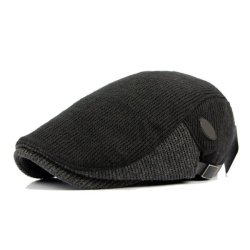 Unisex Woolen Knitted Beret Hat Knitting Buckle Adjustable Paper Boy Newsboy Ca