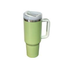 1.2L Tumbler With Handle Straw Lid Stainless Steel Travel Mug - Bay Leaves