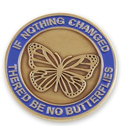 If Nothing Changed There'd Be No Butterflies X Serenity Prayer Gold silver Enamel Recovery Coins Gold Tone 1 Coin