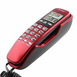 Eboxer Wall-mounted Telephone Corded MINI Portable Multi-functional Landline Telephone With Dtmf fsk Caller Id System & Lcd Display For Home Office Hotel Red