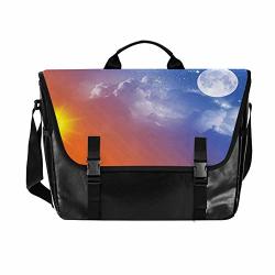 Messenger Bag Shoulder Briefcase Computer Laptop Bag Full Moon Sun Clouds Cycle Of The Galaxy Sacred Movement Macrocosm Print
