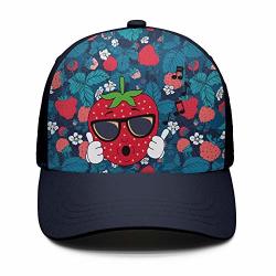 Yuioa Cool Strawberry Music Men womens Navy-blue Punk Hip-hop Adjustable Cricket Cap Classic Strapback Hat