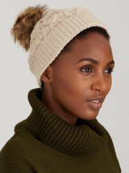 Warm Cable Knit Beanie With Faux Fur Detail - Awesome Accessory For Casual Winter Wardrobe
