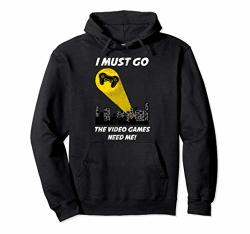 I Must Go Video Games Need Me Bat Signal Funny Gaming Gift Pullover Hoodie