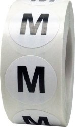 M Clothing Labels Round Circle Stickers For Retail Apparel 3 4 Inch 500 Adhesive Stickers