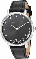 Rebecca Minkoff Major Quartz Stainless Steel And Leather Strap Casual Watch Black Women 2200268