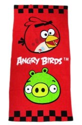Red Bird And Green Pig Angry Birds Beach Towel - Angry Birds Bath Towel