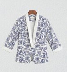 Toyouth 2017 Women 100% Design Cotton Short Small Suit Jacket Female Three Quarter Sle... - Blue S