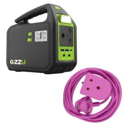 GIZZU - 155WH Portable Power Station & 3M Heavy Duty Extension Lead Pink