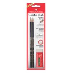Faber-Castell Combo Pack - 2 Goldfaber Hb Pencils Metal Sharpener And Pvc Free Eraser
