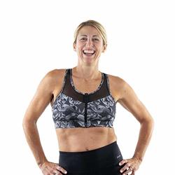 Handful The Closer Womens Front Closure Sports Bra With Front Zip Racerback Bra Petal To The Metal Small