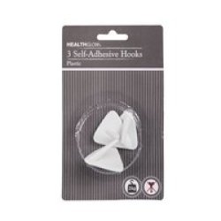 Hook Plastic Adhesive Assorted 3 Piece Per Pack - 6 Pack