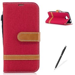 Magqi Huawei Y5 II 2017 Wallet Flip Case Cowboy Retro Splice Color Fabrics Denim Pu Leather Card Holder Magnetic Closure Bookstyle Full Body Protection
