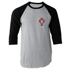 Portugal Soccer Retro National Team Black L Raglan Jersey T-Shirt