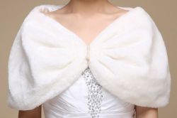 Winter Wedding " Off -white Bridal Faux Fur Shoulder Shawl Wrap Bolero With Pearl Detail