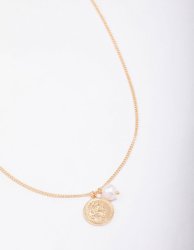 Goldair Gold Chunky Coin & Pearl Necklace