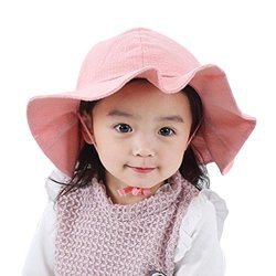 Aniwon Baby Girls Summer Beach Sun Hats Uv Protection Wide Brim Hat With Strap Pink